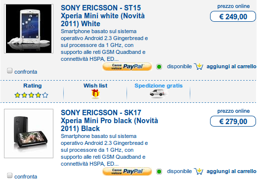 euronics xperia mini pro