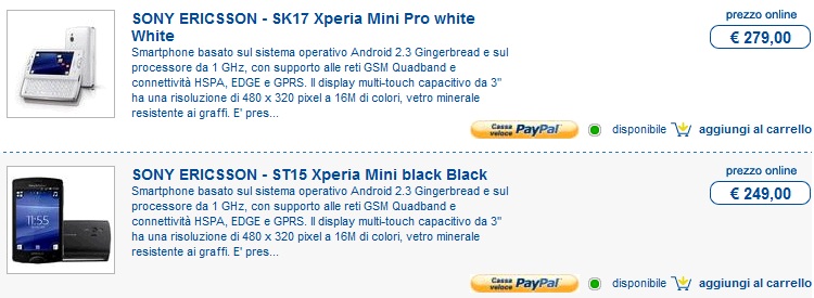 xperia mini e pro