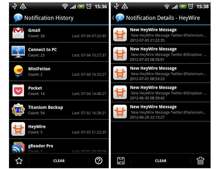 notification history