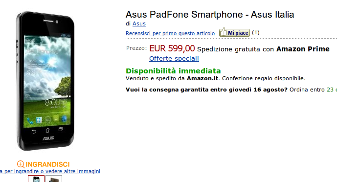 ASUS Padfone su Amazon