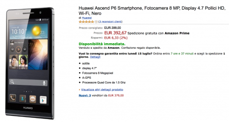 Huawei Ascend P6 su Amazon