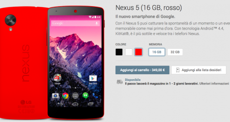 Nexus 5 rosso google play