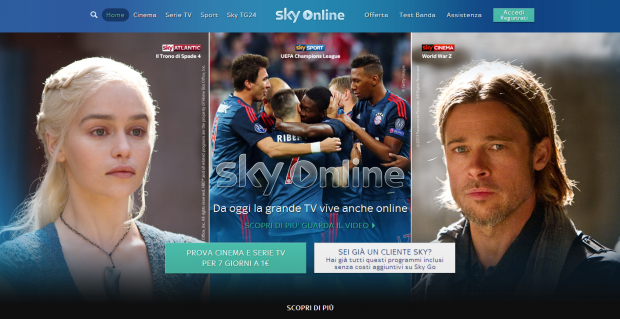 Sky Online lancio header